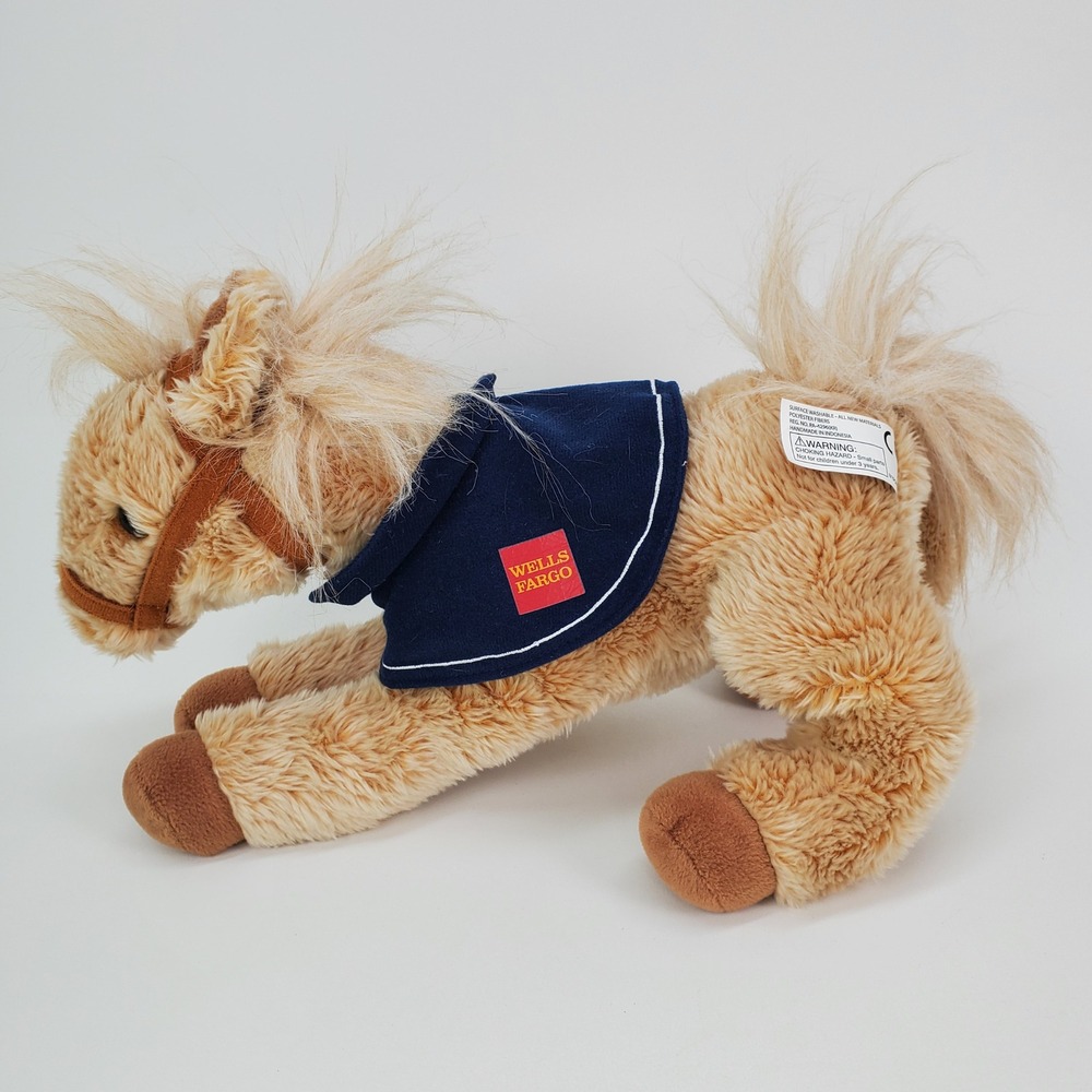 Wells Fargo Legendary Pony Nellie 2015 Plush Stuffed Animal Horse Tan Navy Blue
